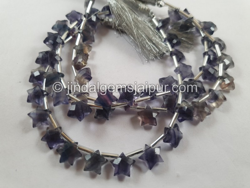 Fluorite Blue Faceted Star Beads