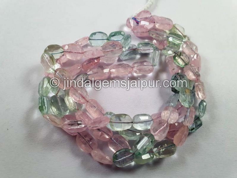Multi Aquamarine Far Faceted Nugget Beads