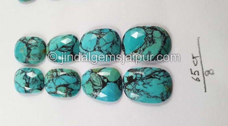 Black Spiderweb Turquoise Rose Cut Slices