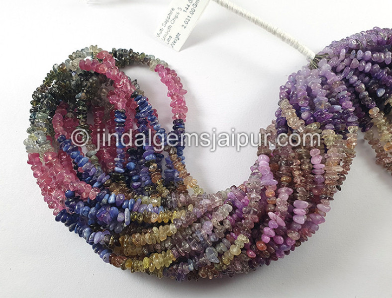Multi Sapphire Smooth Chips Beads