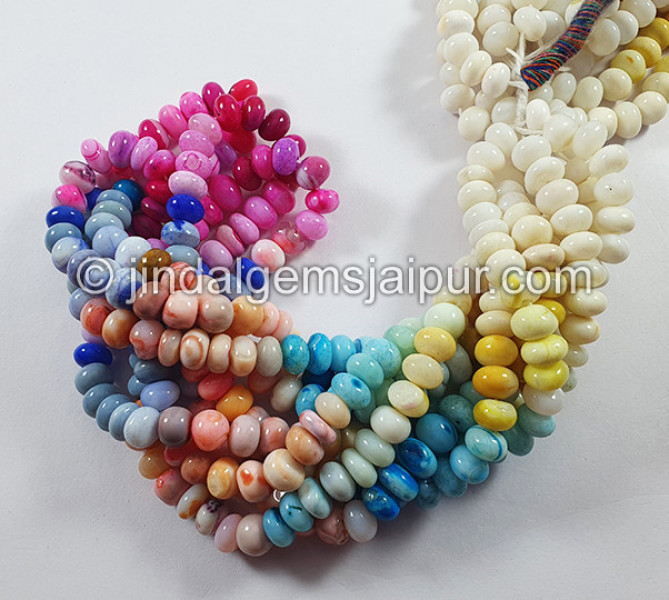 Multi Opal Dyed Smooth Roundelle Shape Beads