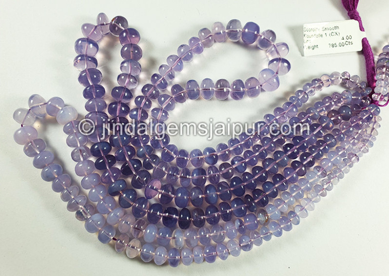 Scorolite Or Lavender Quartz Smooth Roundelle Shape Beads