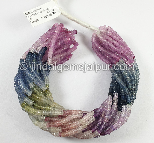 Multi Sapphire Faceted Roundelle Shape Beads