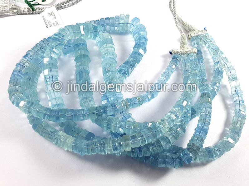 Aquamarine Step Cut Bolt Shape Beads