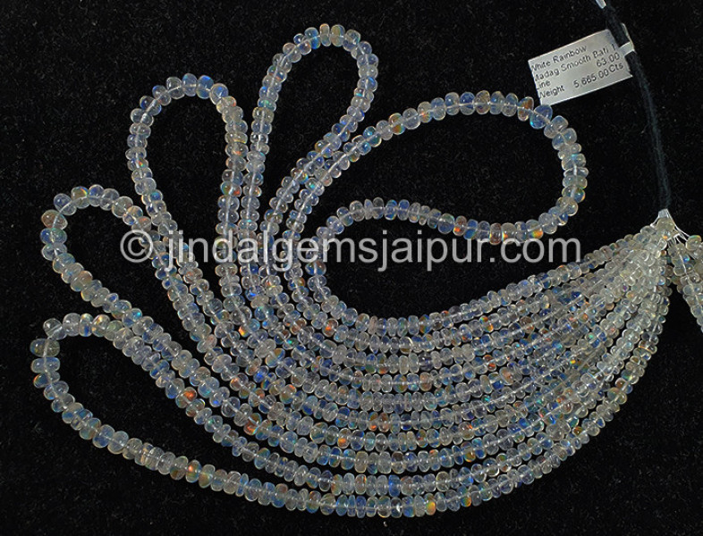 White Rainbow Madagascar Smooth Roundelle Shape Beads