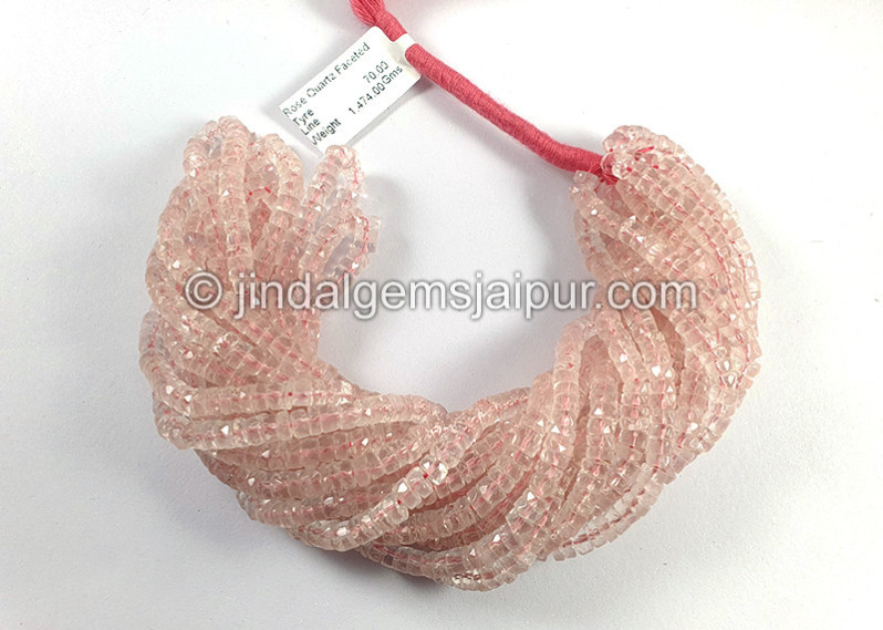 Rose Quartz Faceted Tyre Shape Beads