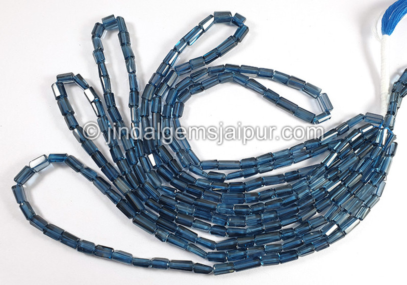 London Blue Topaz Step Cut Pipe Shape Beads