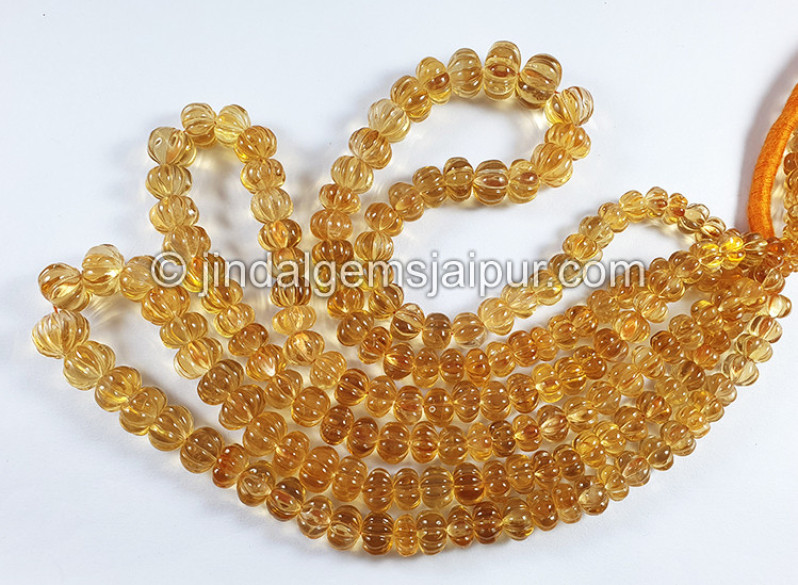 Citrine Carved Pumpkin Shape Beads