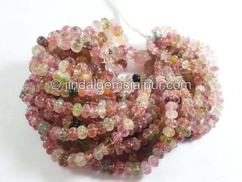 Multi Tourmaline Carved Pumpkin Beads