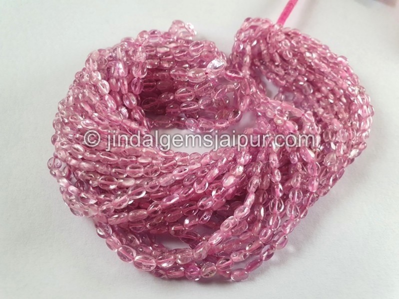 Natural Pink Sapphire Smooth Oval Beads