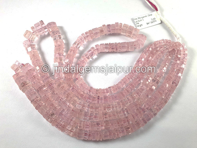 Pink Morganite Step Cut Bolt Shape Beads