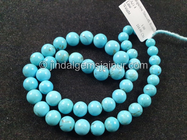 Sleeping Beauty Turquoise Far Smooth Round Beads