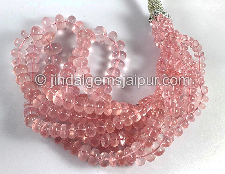 Rose Quartz Smooth Roundelle Shape Beads
