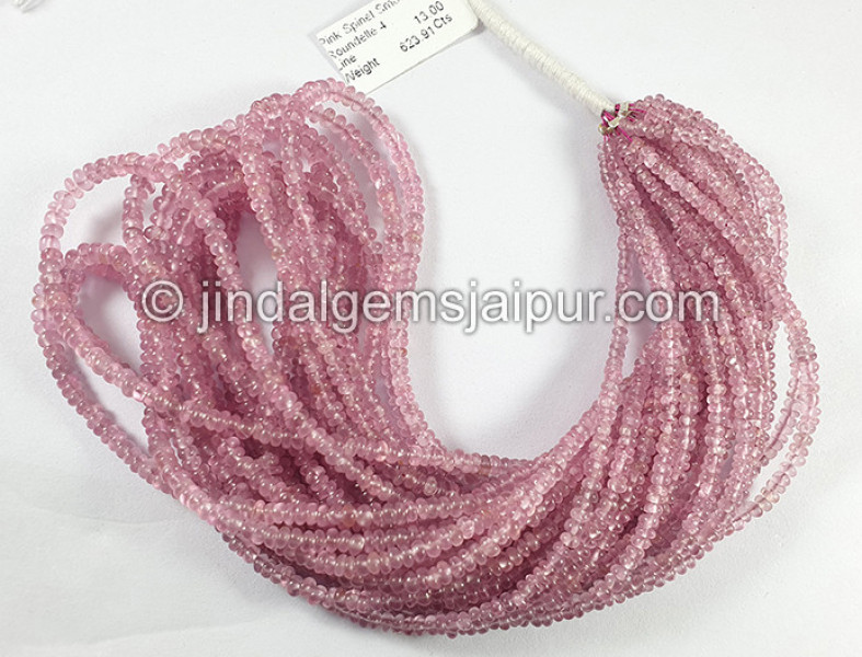 Pink Spinel Smooth Roundelle Shape Beads