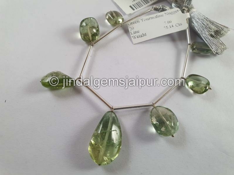 Bluish Green Tourmaline Smooth Nugget Beads