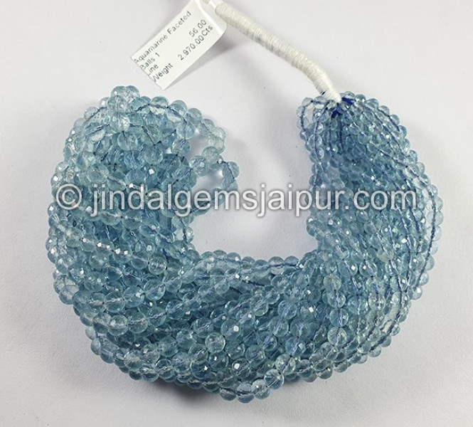 Aquamarine Faceted Balls Shape Beads