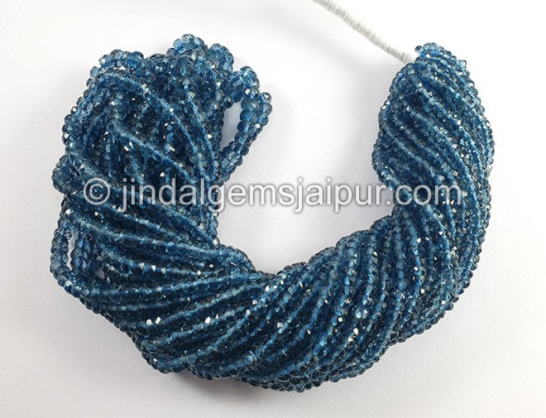 London Blue Topaz Faceted Roundelle Shape Beads