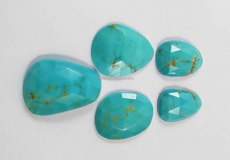 Golden Spiderweb Turquoise Rose Cut Slices