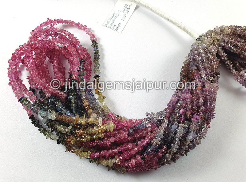 Multi Sapphire Smooth Chips Beads