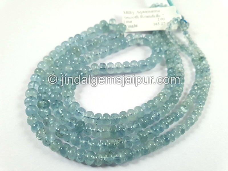 Milky Aquamarine Smooth Roundelle Beads