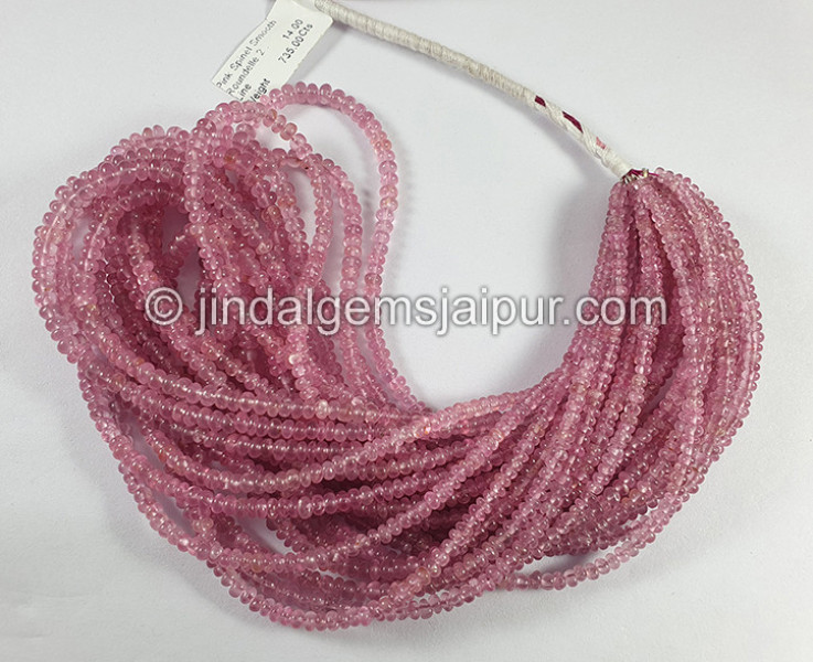 Pink Spinel Smooth Roundelle Shape Beads