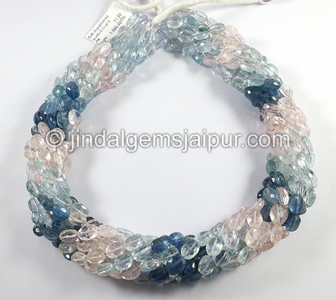 Multi Aquamarine Faceted Oval Shape Beads