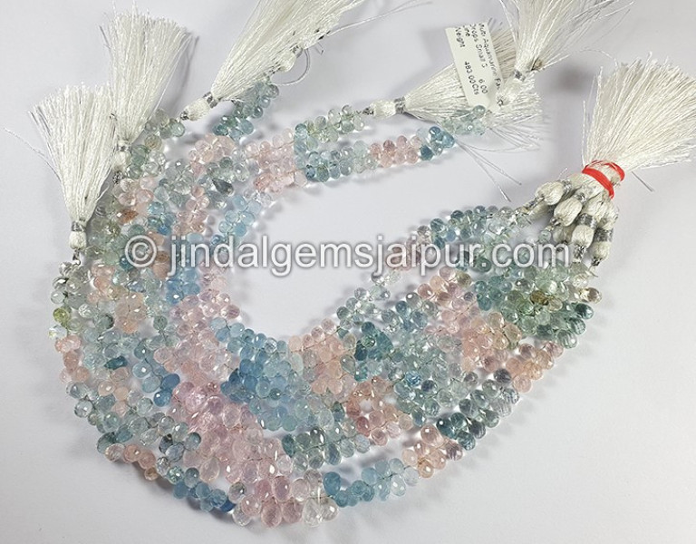 Multi Aquamarine Faceted Drops Shape Small Beads