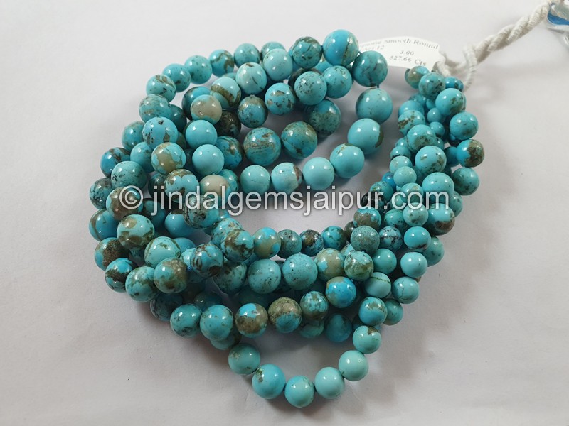 Black Spiderweb Turquoise Smooth Round Ball Beads