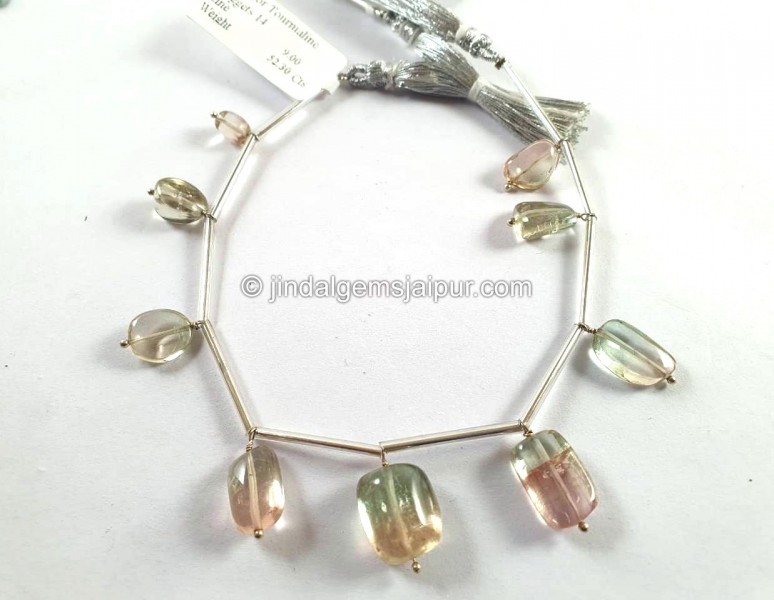 Bi Color Tourmaline Smooth Nugget Beads