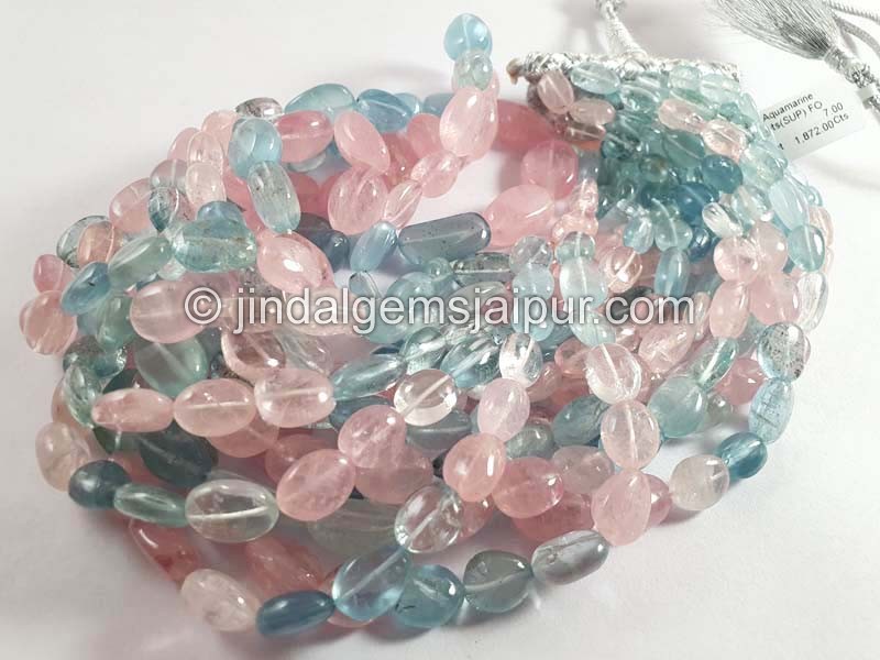Multi Aquamarine & Morganite Smooth Nuggets Shape Beads