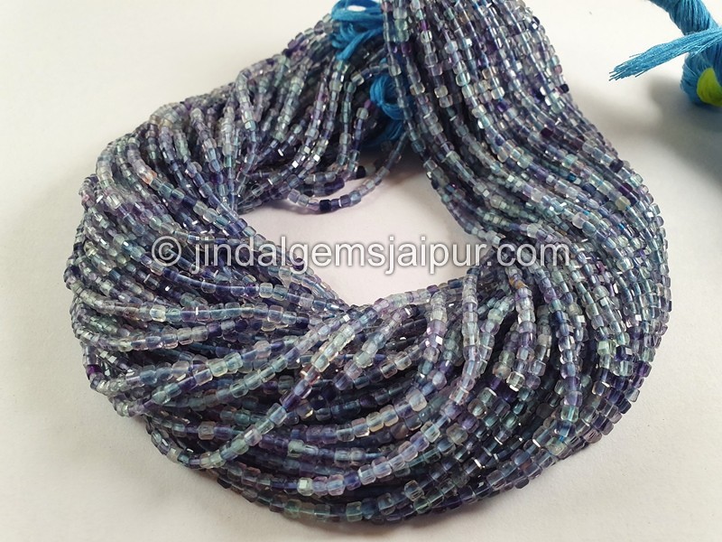 Blue Fluorite Cut Cube Beads