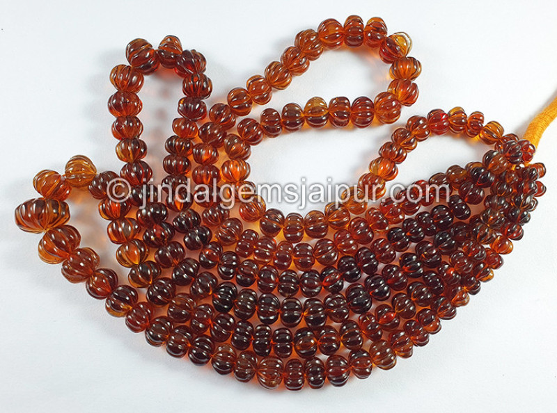 Madeira Citrine Carved Pumpkin Shape Beads