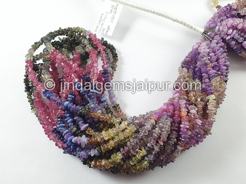 Multi Sapphire Smooth Chips Beads