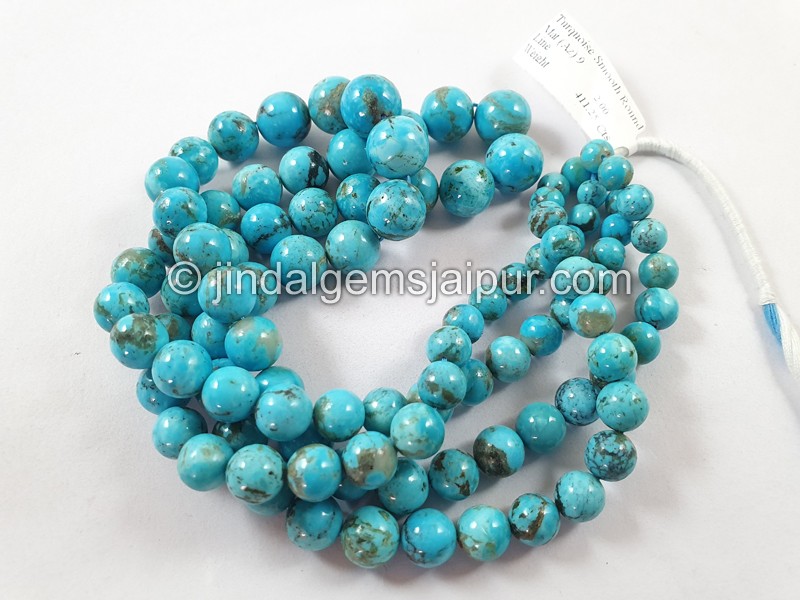 Black Spiderweb Turquoise Smooth Round Ball Beads