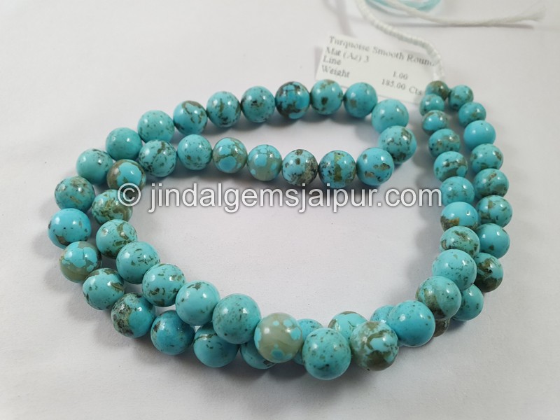 Turquoise Matrix Smooth Round Ball Beads