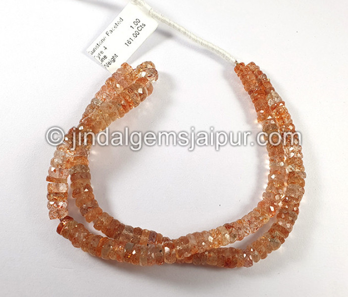 Sunstone Faceted Tyre Shape Beads