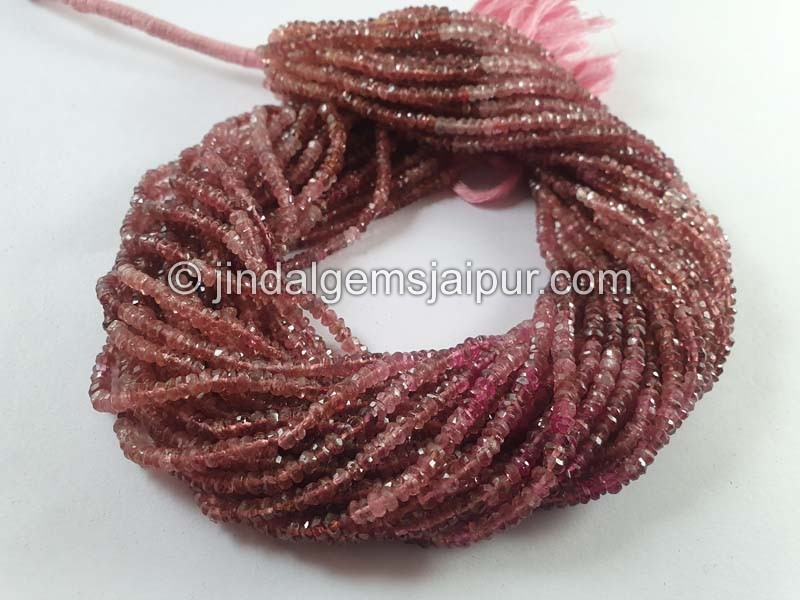 Pink Tourmaline Shaded Faceted Roundelle Beads