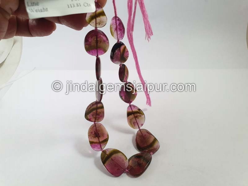 Watermelon Tourmaline Smooth Slices Beads