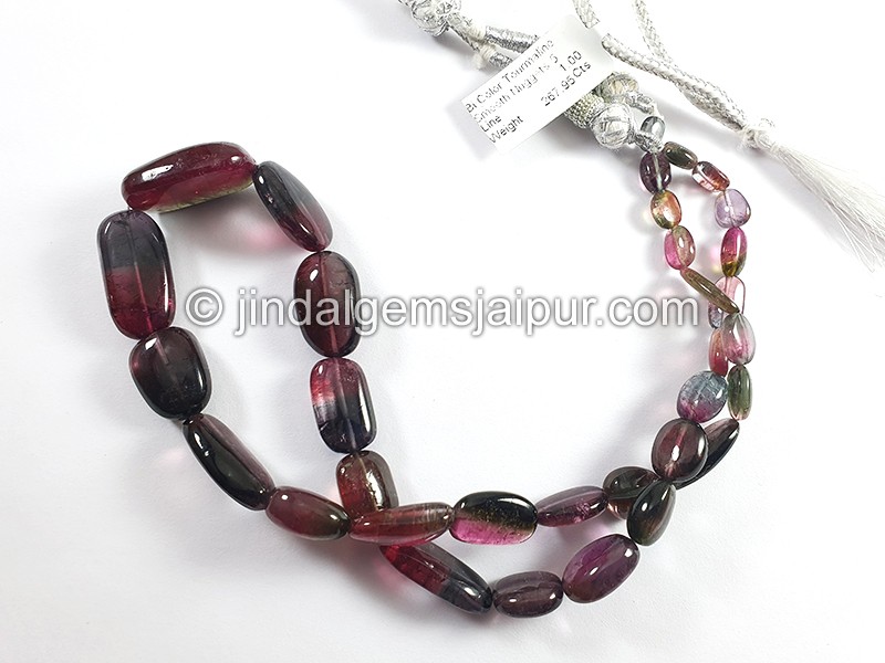 Bi Color Tourmaline Smooth Nuggets Shape Beads