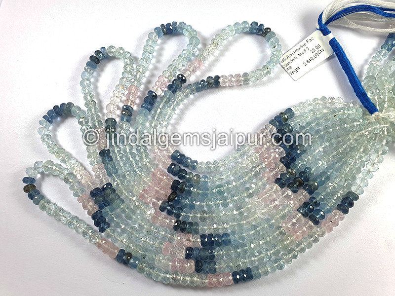 Multi Aquamarine Faceted Roundelle Shape Beads