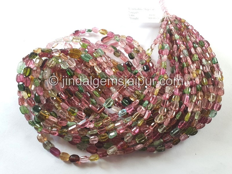 Tourmaline Step Cut Nuggets Beads
