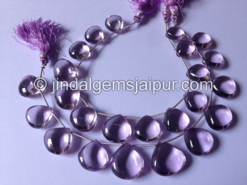 Pink Amethyst Plain Heart Shape Beads