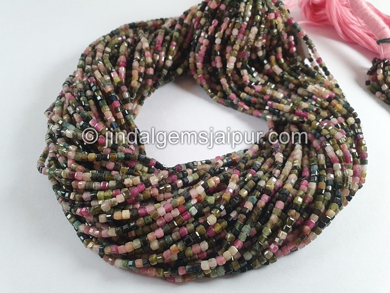 Tourmaline Multi Cut Cube Beads