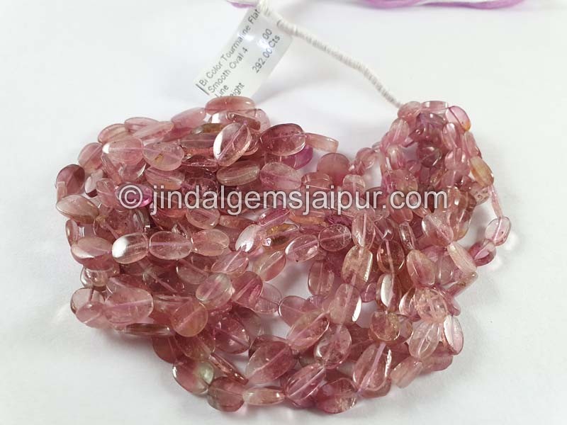 Bi Color Tourmaline Flat Smooth Oval Beads
