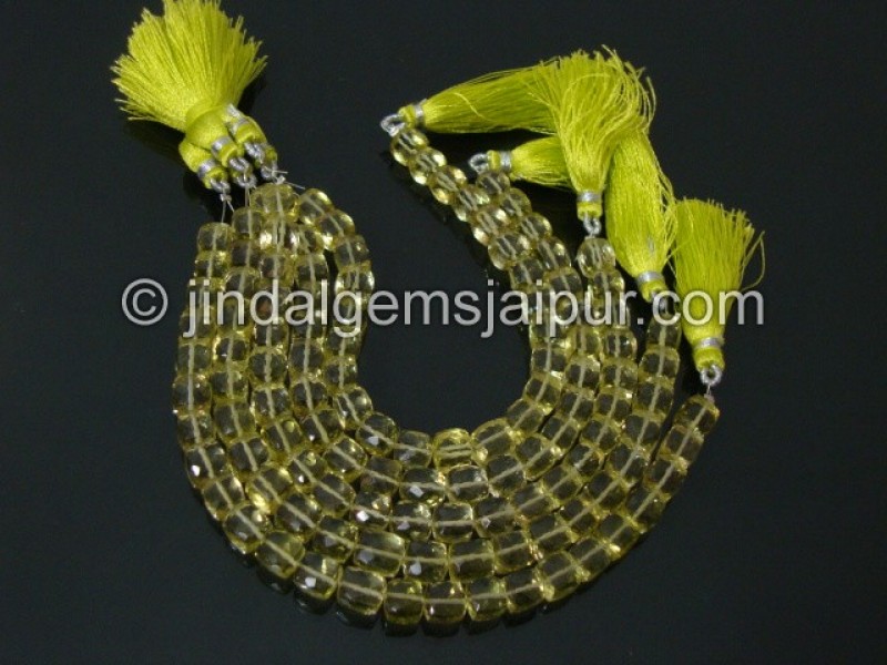 Lemon Quartz Faceted Cube Shape Beads