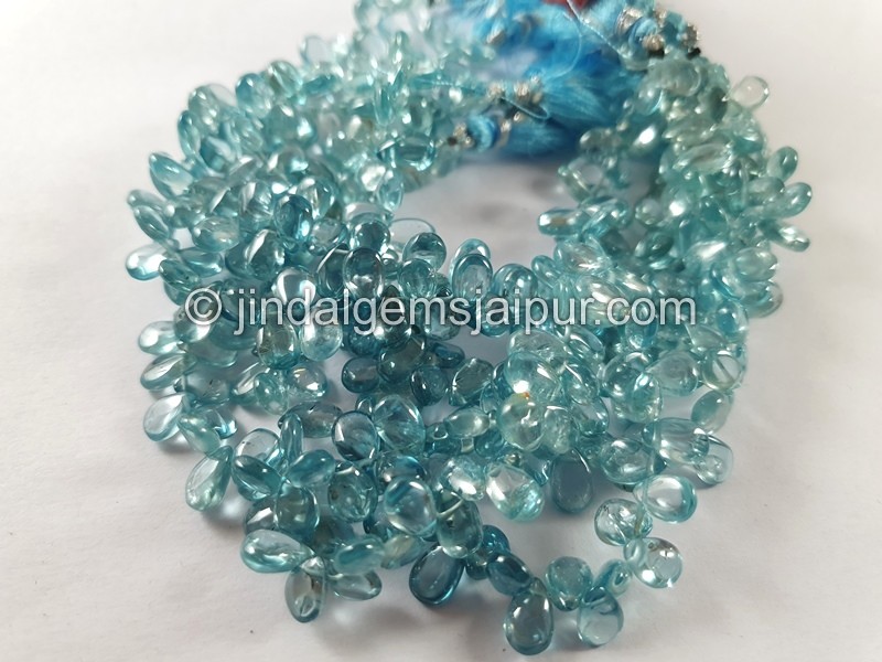 Blue Zircon Smooth Pear Shape Beads