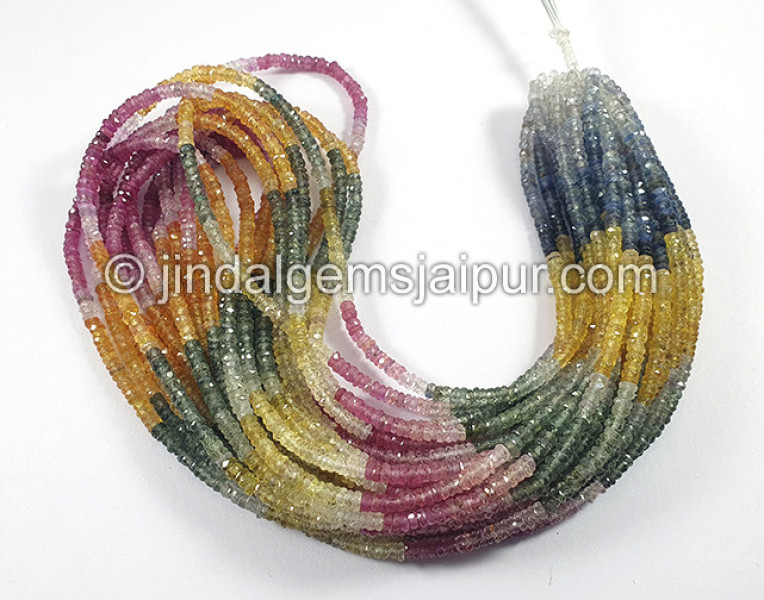 Multi Sapphire Faceted Tyre Shape Beads