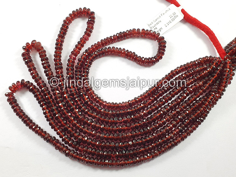 Red Garnet Faceted Roundelle Shape Beads