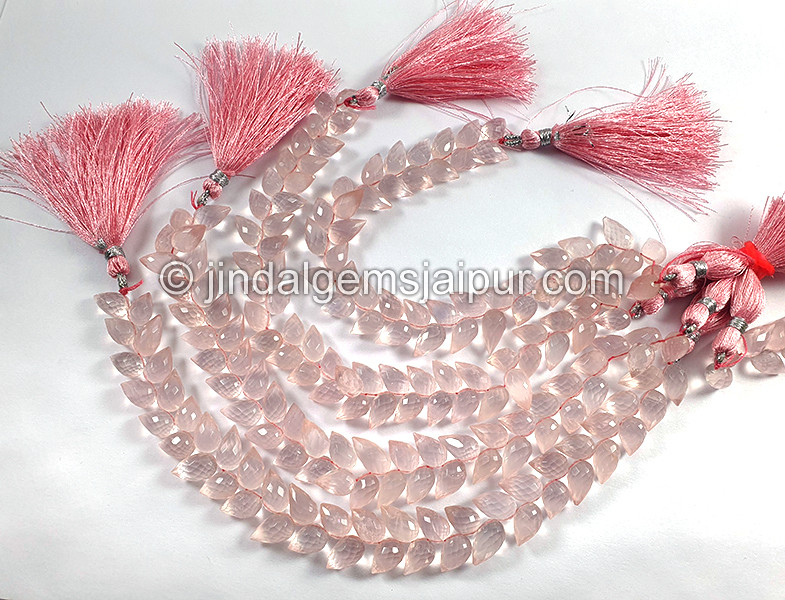 Rose Quartz Faceted Tulip Drops Shape Small Beads