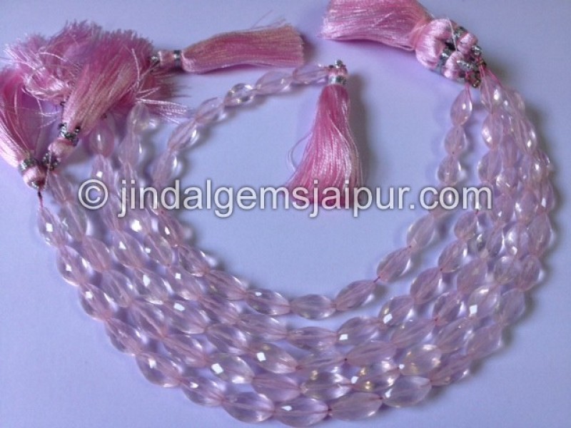 Rose Quartz Faceted Cardamom Shape Beads
